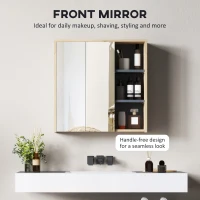 HOMCOM Five-Shelf Mirrored Bathroom Cabinet - Wood-Effect(m-5)