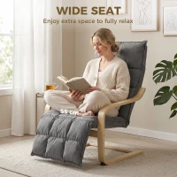 HOMCOM Modern Accent Chair, Leisure Lounge Chair Armchair with Footrest, Plush Cushion, Curved Legs and Arms, Grey(m-5)