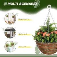 Outsunny Set of Two Hanging Lisianthus Flower Pots - Orange/Green(m-5)