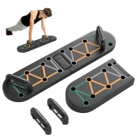 SPORTNOW Foldable Push Push Up Board with Non-Slip Pads, for Chest, Arms, Shoulders, Black(m-10)