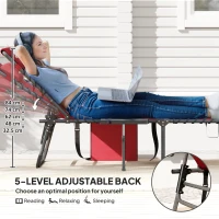 Outsunny Five-Position Reclining Sun Lounger - Red(m-4)