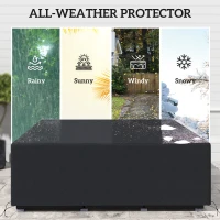 Outsunny 600D Oxford Outdoor Garden Furniture Sofa Set Cover, Waterproof Anti-UV Rattan Sun Lounger Protection Protector Cover, 225L x 210W x 70Hcm, Black(m-4)