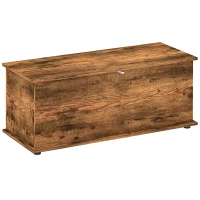 HOMCOM Storage Chest, Large 113L Blanket Box, Shoe Bench with Safety Hinged Lid, Storage Trunk, Bed End Bench for Bedroom, Hallway, Living room, Playroom, 100 x 40 x 40cm, Rustic Brown(m-1)