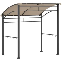 Outsunny 2.2 x 1.5 m BBQ Grill Gazebo Tent, Garden Grill with Metal Frame, Curved Canopy and 10 Hooks, Outdoor Sun Shade, Khaki(m-11)
