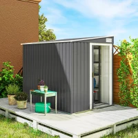 Outsunny 7 x 5ft Galvanised Metal Shed, with Sliding Door - Dark Grey(m-2)