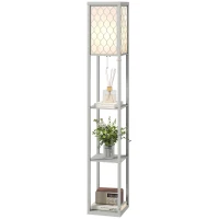 HOMCOM Three-Shelf Standing Lamp - Grey/White(m-11)