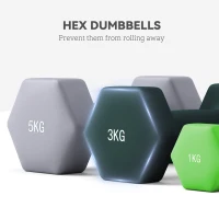 SPORTNOW Dumbbells Set with Storage Rack, 2 x 1kg, 2 x 3kg, 2 x 5kg, Green(m-7)