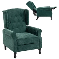 HOMCOM 150° Reclining Vintage Armchair, with footrest - Dark Green(m-10)