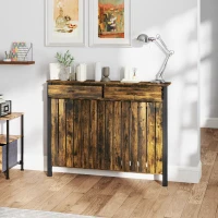 HOMCOM 93 x 119cm Rustic-Look Radiator Cover - Brown/Black(m-8)