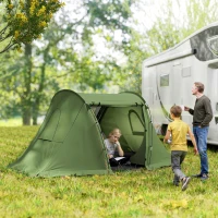 Outsunny 3 Man Camping Tent with Living Area and 2 Bedrooms, 3000mm Waterproof Family Tent with Sewn-in Groundsheet and bag, Portable Dome Shelter for Hiking, Festival, Backpacking, Green(m-8)