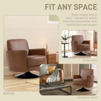 HOMCOM Upholstered Swivel Accent Chair with Thick Padding, Brown(m-6)