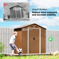Outsunny 6.5 x 3.5ft Metal Garden Storage Shed - Brown Wood Effect(m-8)