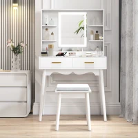 HOMCOM Elegant Dressing Table, with LED Mirror - White(m-10)