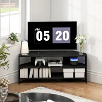 HOMCOM Corner TV Stand with 2 Open Shelves for 47 Inch TV - Black(m-7)