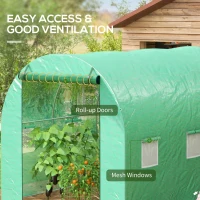 Outsunny Sprinkler System Polytunnel Greenhouse, 3 x 2m, Green(m-6)