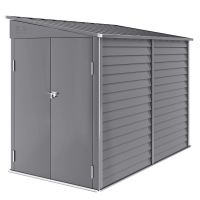 Outsunny 5 x 9ft Galvanised Metal Garden Shed with Foundation Kit, Outdoor Lean-to Shed, Tool Storage House for Garden, Grey