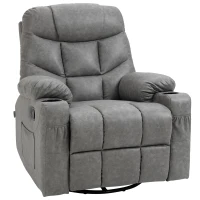 HOMCOM Thick Padded Faux Leather Recliner Armchair - Light Grey(m-1)