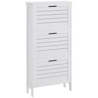 HOMCOM Narrow Shoe Cabinet with 3 Flip Drawers - White(m-1)