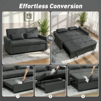 HOMCOM Three-Way Two-Seater Sofa Bed - Charcoal Grey(m-4)