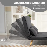 HOMCOM Two-Seater Linen-Look Sofa Bed - Charcoal Grey(m-5)