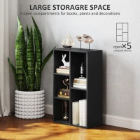 HOMCOM 2-Tier Bookshelf with 5 Compartments - Black(m-4)