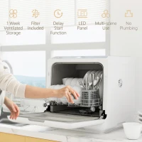 HOMCOM 6L Five-Mode Tabletop Dishwasher - White(m-8)
