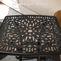 Outsunny Outdoor Garden Table, Cast Aluminium Patio End Table with Umbrella Hole and Anti-slip Foot Pads for Garden, Patio, Balcony, 54 x 54 cm, Black(m-4)