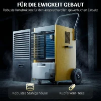 DURHAND Gewerbe-Luftentfeuchter 70L/Tag mit Rädern und Griff, kontinuierlicher Ablaufschlauch, 24-Stunden-Timer, 5,5L Tank, Gelb(m-8)