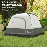 Outsunny 3-4 Person Camping Tent, Easy Set Up Waterproof Dome Tent with Sewn-in Groundsheet, Mesh Windows, Pocket and Hook for Camping, Hiking, Backpacking, Orange and Grey(m-6)