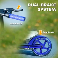 AIYAPLAY Scooter for Kids Aged 3-8 Years, with Adjustable Handle, Two Light Up Wheels, Handbrake, Rear Brake, Blue(m-6)