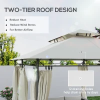 Outsunny 3 x 4m Metal Frame, Two-Tier Roof Gazebo - Cream White(m-4)