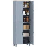 HOMCOM Freestanding Kitchen Cupboard, 4-Door Storage Cabinet with Adjustable Shelves, Modern Kitchen Pantry, 170cm, Grey(m-10)