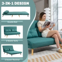 HOMCOM Two-Seater Linen-Look Sofa Bed - Green(m-4)