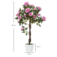 Outsunny Set of 2 Artificial Plants White Rose Floral in Pot, Fake Plants for Home Indoor Decor, 90cm, Purple(m-3)