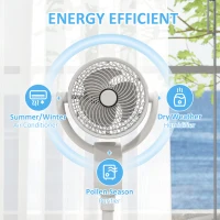 HOMCOM Pedestal Air Circulation Fan with Oscillating, White(m-4)