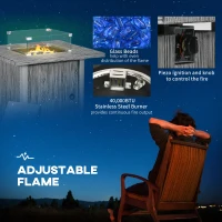 Outsunny 50,000 BTU Gas Fire Pit Table with Cover and Glass Screen - Grey(m-5)