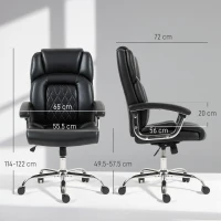 HOMCOM Big and Tall Office Chair 180kg with Spring Cushion, PU Leather - Black(m-3)