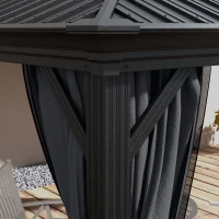 Outsunny 3.65 x 3m Aluminium Hardtop Gazebo, with Accessories - Dark Grey(m-9)