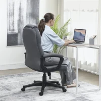 HOMCOM Faux Leather Office Chair - Charcoal Grey(m-7)