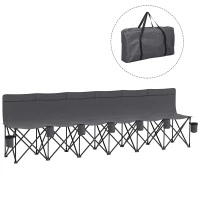 Outsunny 6 Seater Folding Camping Chair with Cup Holder & Carry Bag - Charcoal Grey(m-10)