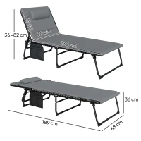 Outsunny Set of Two Reclining Sun Loungers - Charcoal Grey(m-3)