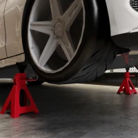 HOMCOM Axle Stands 2 Ton Car Jack Stands Pack of 2, 28-42.5 cm Height Adjustable Support Jack Stand, Heavy Duty Car Lift Tool for Vehicles, Caravans, Workshops, Garages, Red(m-8)