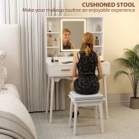 HOMCOM Elegant Dressing Table, with LED Mirror - White(m-6)