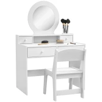 AIYAPLAY Kids Dressing Table Set Kids Make up Table with Stool and Mirror, Storage Drawers, Gift for Aged 3-8(m-10)