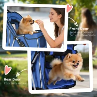 PawHut 3 Wheel Pet Stroller for Small and Miniature Dogs, Blue(m-7)