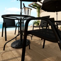 Outsunny 12kg Garden Parasol Base, Round Resin Garden Umbrella Base, Heavy Duty Parasol Stand for 38mm or 48mm Outdoor Umbrella Poles, Black(m-9)