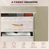 HOMCOM Chest of Four Fabric Drawers - Natural Wood Finish(m-4)