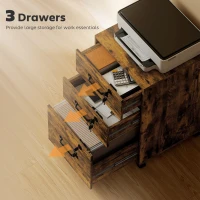 HOMCOM Three Drawer Wood-Effect Filing Cabinet - Rustic Brown(m-4)