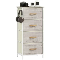 HOMCOM Chest of Four Fabric Drawers - Natural Wood Finish(m-10)
