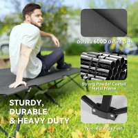 Outsunny Double Camping Cot Bed, with Bag - Charcoal Grey(m-4)